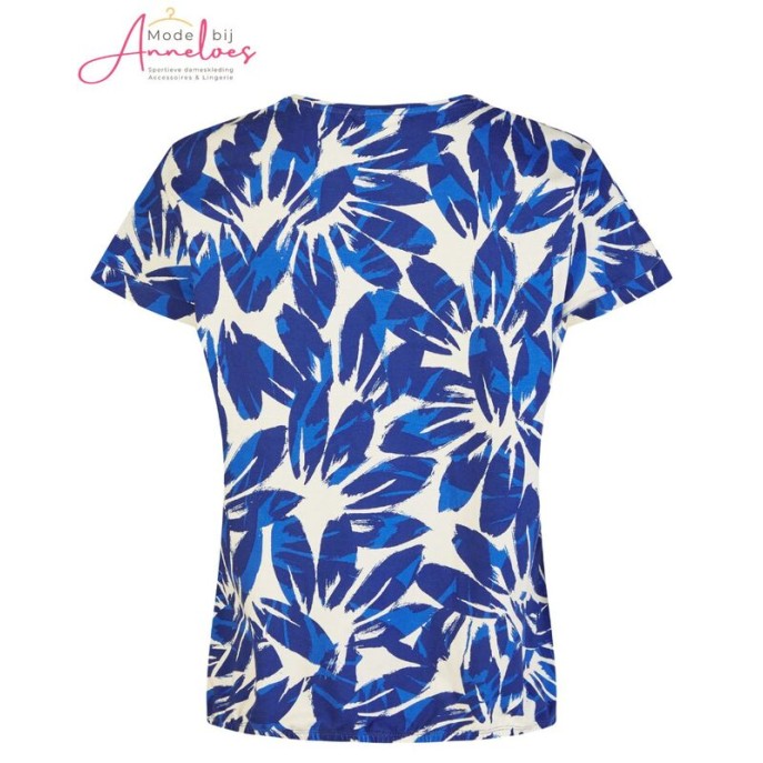 Barbara Lebek blouson shirt 5769 Kobalt ecru print